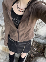 ビンテージリブドフードジップアップ / Y2K Vintage Ribbed Hood Zip-Up