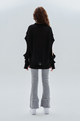 ロゴホールウォーマーニット / logo hole warmer knit_black