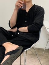 ニューゲントオーシャンアイスプリーツセットアップロングスリーブカーディガン / New Gent Ocean Ice Pleats Set-up Long-Sleeved Cardigan (2 colors)