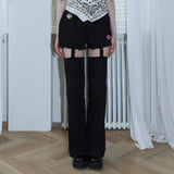 1 1 デニムカットアウトパンツ / 1 1 denim cut out pants - BLACK