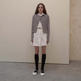 Brown Toggle Patch Stripe Cardigan