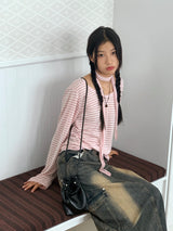 Town Scarf Set Striped Linen Long Sleeve T-Shirt