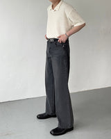 AT cornerヘアリーVネック半袖襟付きニット/ AT corner Hairley V-collar Knitwear (3 colors)