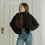 ROUND COLLARED CROP JACKET (BLACK) (6645974007926)