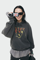 デンジャラスマイキャットフーディー/Dangerous my cat hoodie (wahsed charcoal)