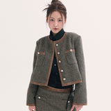 Leona tweed jacket BROWN