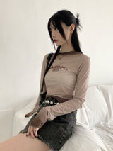 リケットシースルーヒップグラデーション長袖Tシャツ