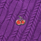 スモールチェリーケーブルクロップニット／SMALL CHERRY CABLE CROP KNIT [PURPLE]