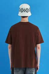 フラワーアーガイルTシャツ / ブラウン
