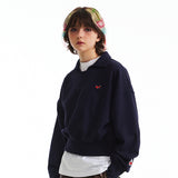 チェリーオープンカラースウェットシャツ / CHERRY OPEN COLLAR SWEATSHIRT [NAVY]
