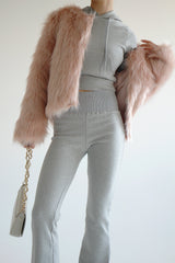 フラミンゴクロップファージャケット/Flamingo Crop Fur Jacket (3color)