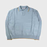 LINE OPEN COLLAR KNIT (SKY) (6675325354102)