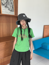 パーシフィックY2Kレタリングセミクロップ半袖Tシャツ