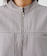 NO COLLAR CROPED JACKET (GRAY) / SET-UP