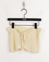 ロヘットリボンストラップコルセットビスチェブックルニットトップ / Rohet Ribbon Strap Corset Bustier Boucle Knit Top