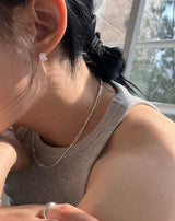 [92.5silver] オーバルキュービックワンタッチピアス