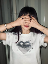 3DハートTシャツ/LEKIM 3D HEART T-SHIRT WHITE (WOMAN)