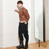 [UNISEX] ROY FAUX LEATHER JUMPER, BROWN (6626805416054)