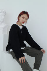 ラージVネックニット/Large V-Neck Knit (7color)