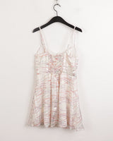 カエルレタリングストラップスリーブレスミニワンピース/ Karel lettering string sleeveless mini dress