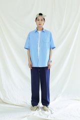 フロントシームツーウェイワイドスウェットパンツ / FRONT SEAM 2WAY WIDE SWEAT PANTS NAVY (6554443513974)
