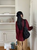 Rerfen boat-neck net loose fit long-sleeved knitwear