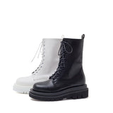 Lace-Up Short Walker Boots(White)