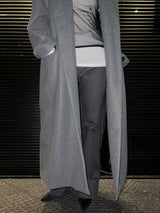 [UNISEX] Wool back button maxi long coat (Gray)