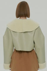  CROP SHEARLING JACKET / IVORY