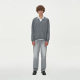 LAMBSWOOL V NECK CARDIGAN_GRAY (6612826947702)