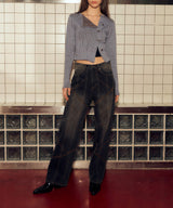 デニムダイアゴナルステッチドパンツ / DENIM DIAGONAL STITCHED PANTS (BLACK)