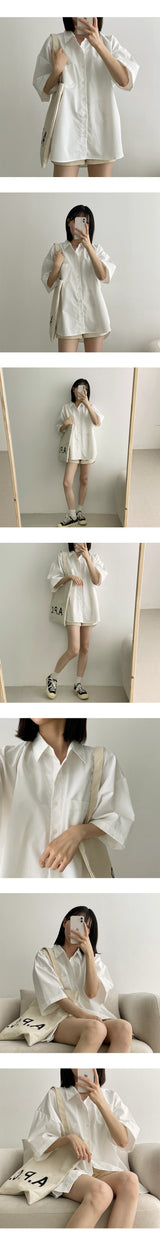 ダミングボクシーショートスリーブシャツ/Dumming boxy short-sleeved shirt Shirt