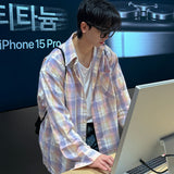 ASCLO トレンドオーバーフィットチェックシャツ