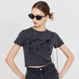 コラージュグラフィッククロップTシャツ / Collage graphic crop T-shirt - 2 color