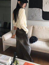 [3WAY] Ziver Snap Button Black and Blue Washed Wide Denim Pants