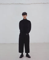 HOUNDS-TOOTH VELVET TURTLE-NECK TEE (Black) / ハウンドトゥースベルベットタートルネックTシャツ