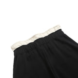 レイヤードバンディング黒ワイドパンツ