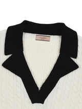 ダブルカラーケーブルニットベスト / Double collar Cable Knit Vest