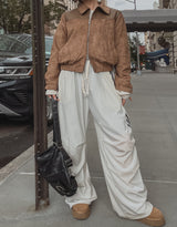 (UNISEX) ベルベットサイドラインスナップトレーニングパンツ