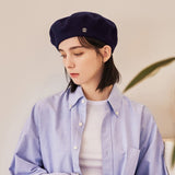 VA Square Stud Wool Beret / Navy