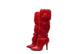 Real Leather Fur Boots(Red)