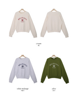 Embroidery Lettering Crop Sweat Shirt (3color)
