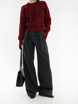 ピンタックブラックブルーワイドパンツ / no.5108 Pintuck Black Blue Wide Pants