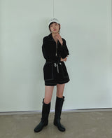 ステッチリネンクロップジャケット/Stitched Linen Crop Jacket (3color)