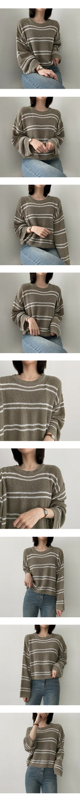 チークブックルストライプニット / Cheek Bookle Stripe Knit