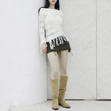 [NONCODE] Rumble Off-Shoulder Unbalanced Knitwear