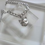 Melbie The Cat Series - Cat face Bold Chain Choker Necklace (Silver ver.) (Rapper Lee Youngji Necklace)