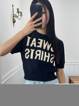 ハローレタリングショートスリーブニット