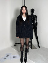 [UNISEX] Over fit angora v-neck knit cardigan (3 Color)