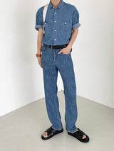 Roll up denim shirts